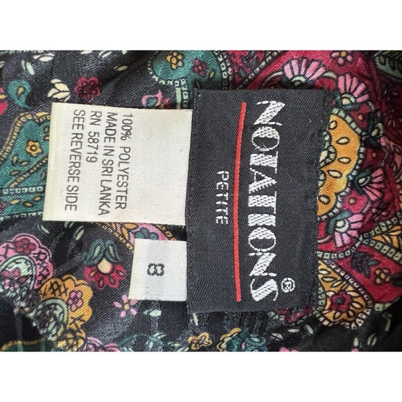 Vintage Notations Jewel Tone Paisley Blouse Petite 8 / P8 78315 - Picture 5 of 6